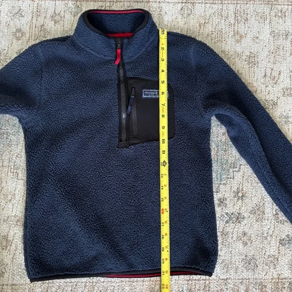 Vineyard Vines Boys Sherpa 1/2 Zip Jacket Pullover Size S (8-10) Navy - Picture 5 of 7